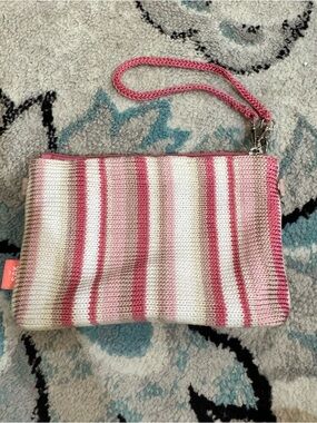 The Sak Pink & Cream Striped Wristlet